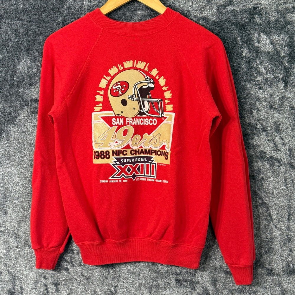 Vintage San Francisco 49ers Sweatshirt Red Small 1988 NFC Champ Super Bowl XXIII